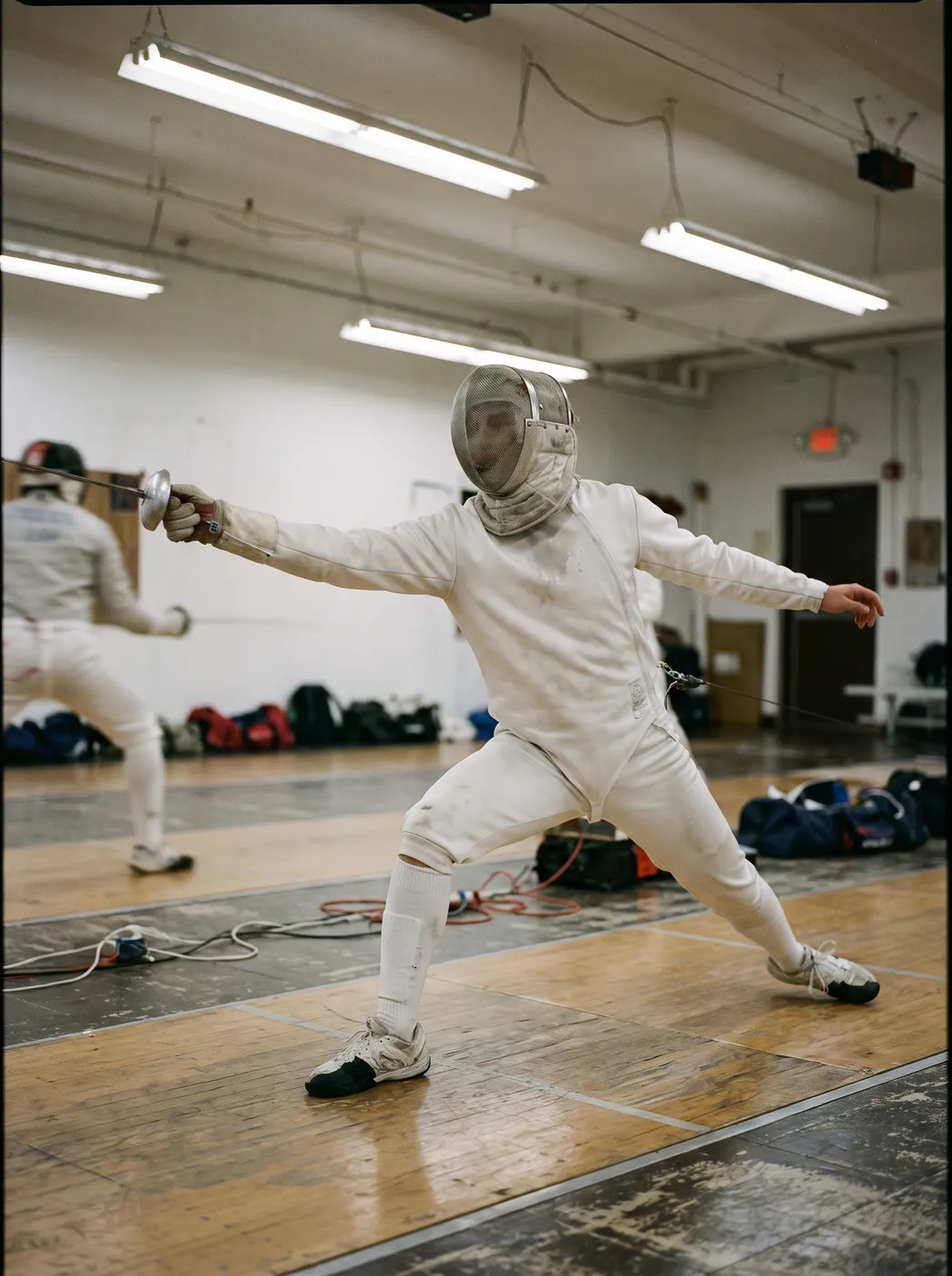 Fencer practising