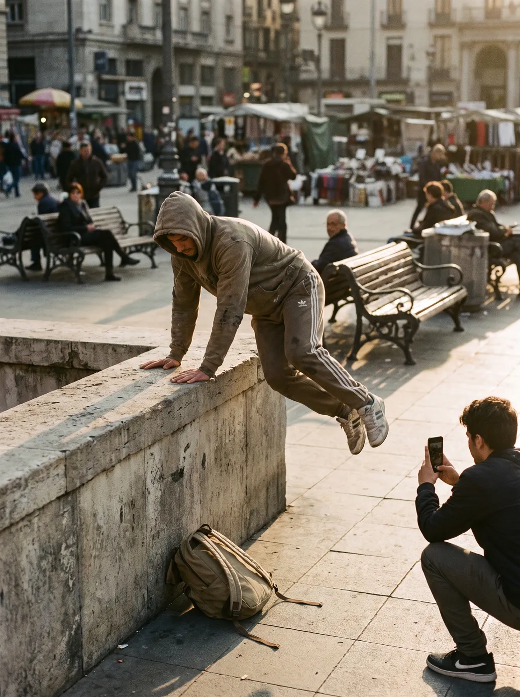 Freerunner practising outdoors